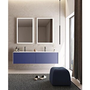 Cube 160 Cm Mat Lacivert Banyo Dolabı Takımı
