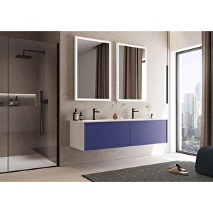 Orka Cube 160 Cm Mat Lacivert Banyo Dolabı Takımı