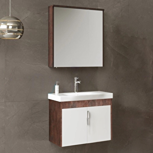 Luna 65 Cm Kahve Banyo Dolabı Takımı