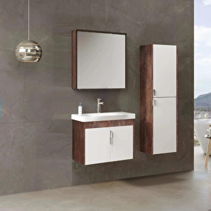 Luna 65 Cm Kahve Banyo Dolabı Takımı