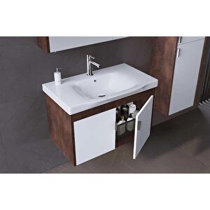 Luna 65 Cm Kahve Banyo Dolabı Takımı