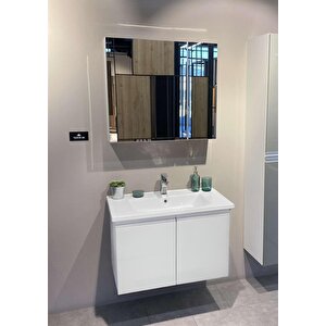 Terme 80 Cm Beyaz Kapaklı Banyo Dolabı Takımı