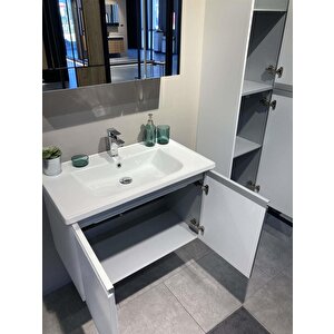Orka Terme 80 Cm Beyaz Kapaklı Banyo Dolabı Takımı