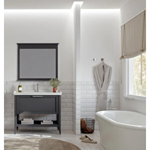 Bastle 100 Cm Antrasit Banyo Dolabı Takımı