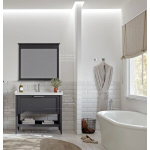 Bastle 100 Cm Antrasit Banyo Dolabı Takımı