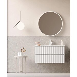 Moonlight 90 Cm Mat Beyaz Banyo Dolabı Takımı