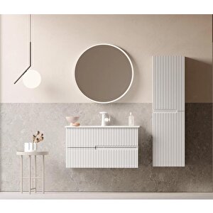 Moonlight 90 Cm Mat Beyaz Banyo Dolabı Takımı