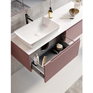 Biella 120 Cm Pudra Ledli Banyo Dolabı Takımı
