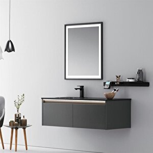Lisbon 110 Cm Mat Antrasit Banyo Dolabı Takımı