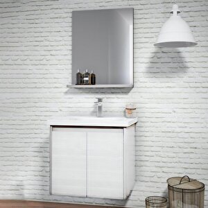 Düden 65 Cm Meşe Kapaklı Banyo Dolabı Takımı