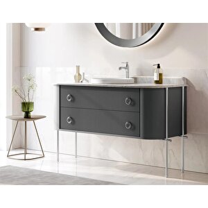 Felice 140 Cm Antrasit Lake Banyo Dolabı Takımı