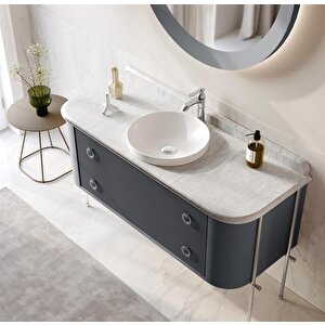 Felice 140 Cm Antrasit Lake Banyo Dolabı Takımı