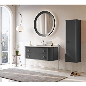 Orka Felice 140 Cm Antrasit Lake Banyo Dolabı Takımı