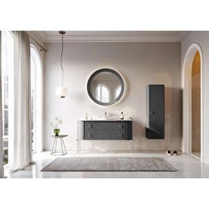 Orka Felice 140 Cm Antrasit Lake Banyo Dolabı Takımı