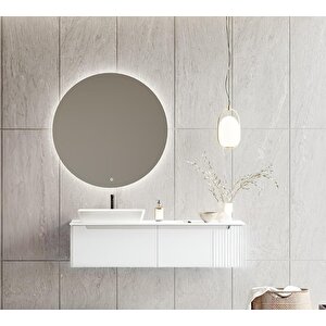 Biella 140 Cm Beyaz Ledli Banyo Dolabı Takımı