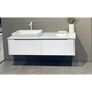 Orka Biella 140 Cm Beyaz Ledli Banyo Dolabı Takımı