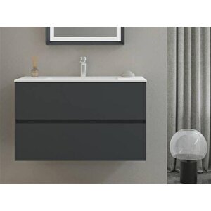 Nest 90 Cm Mat Antrasit  Banyo Dolabı Takımı