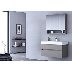 Malta 100 Cm Mat Gri Banyo Dolabı Takımı