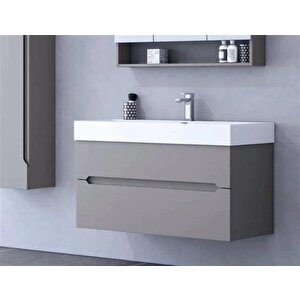 Malta 100 Cm Mat Gri Banyo Dolabı Takımı