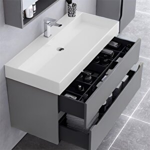 Orka Malta 100 Cm Mat Gri Banyo Dolabı Takımı