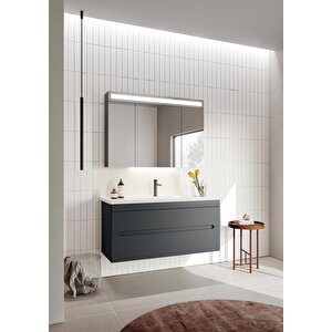 Orka Varna 120 Cm Mat Antrasit Banyo Dolabı Takımı (ledli-dolaplı Ayna)