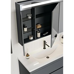 Orka Varna 120 Cm Mat Antrasit Banyo Dolabı Takımı (ledli-dolaplı Ayna)