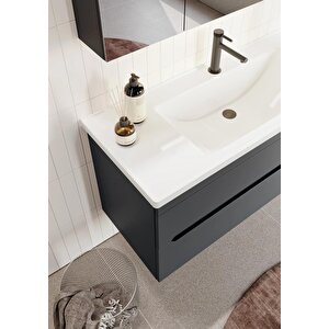 Orka Varna 120 Cm Mat Antrasit Banyo Dolabı Takımı (ledli-dolaplı Ayna)
