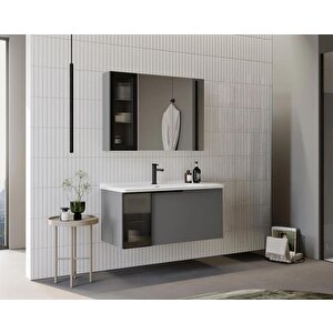 Pure 80 Cm Mat Gri Banyo Dolabı Takımı