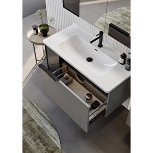 Pure 80 Cm Mat Gri Banyo Dolabı Takımı