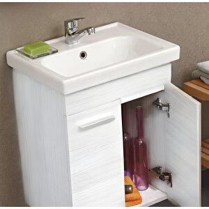 Enez 65 Cm Beyaz Banyo Dolabı Takımı (dolaplı Ayna)
