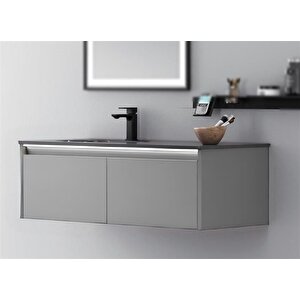 Lisbon 110 Cm Mat Gri Banyo Dolabı Takımı