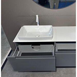 Biella 120 Cm Antrasit Ledli Banyo Dolabı Takımı