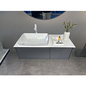 Biella 120 Cm Antrasit Ledli Banyo Dolabı Takımı
