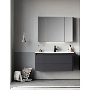 Likya 100 Cm Mat Antrasit Banyo Dolabı Takımı