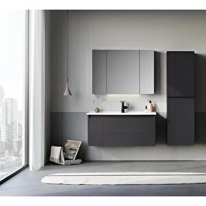 Likya 100 Cm Mat Antrasit Banyo Dolabı Takımı