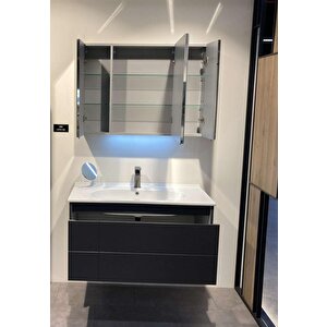 Likya 100 Cm Mat Antrasit Banyo Dolabı Takımı