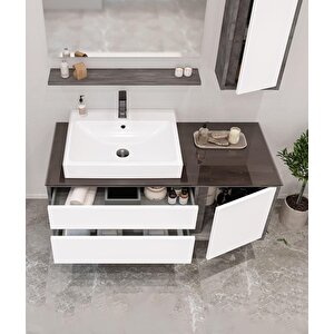Verona 120 Cm, İrony-beyaz Banyo Dolabı Takımı (ledli Ayna)