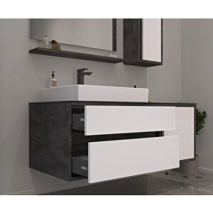 Orka Verona 120 Cm, İrony-beyaz Banyo Dolabı Takımı (ledli Ayna)
