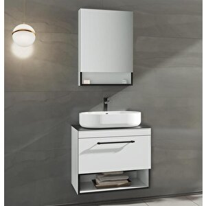Knidos 90 Cm Beyaz Banyo Dolabı Takımı