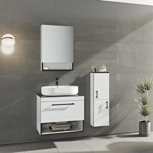 Knidos 90 Cm Beyaz Banyo Dolabı Takımı