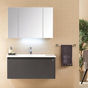 Likya 80 Cm Mat Antrasit Banyo Dolabı Takımı