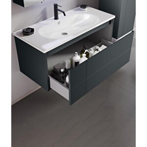 Orka Likya 80 Cm Mat Antrasit Banyo Dolabı Takımı