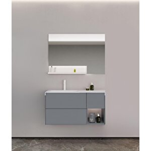 Milano 120 Cm Mat Gri Banyo Dolabı Takımı