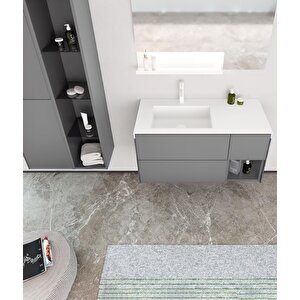 Milano 120 Cm Mat Gri Banyo Dolabı Takımı