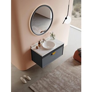 Molino 102 Cm Mat Antrasit Lake Banyo Dolabı Takımı