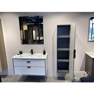 Orka Trio 80 Cm Çekmeceli Beyaz Banyo Dolabı Takımı