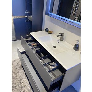 Orka Nest 120 Cm Mat Gri  Banyo Dolabı Takımı