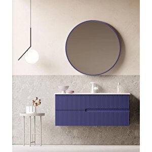 Moonlight 120 Cm Mat Lacivert Banyo Dolabı Takımı