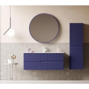 Moonlight 120 Cm Mat Lacivert Banyo Dolabı Takımı