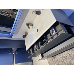 Orka Nest 120 Cm Mat Antrasit  Banyo Dolabı Takımı